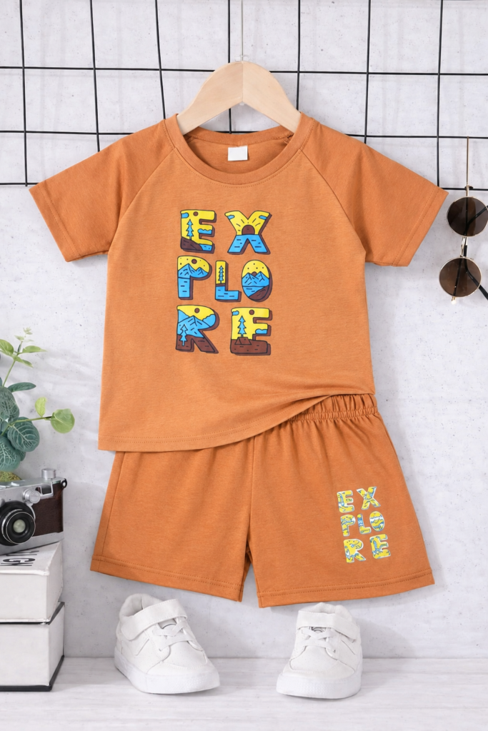 Boys Orange T-Shirt and Shorts Set