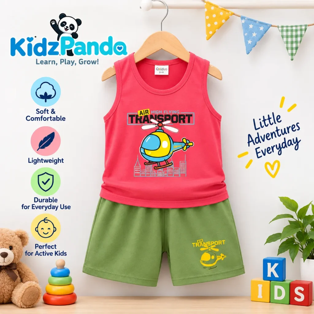 kids sleeveless t-shirt shorts set