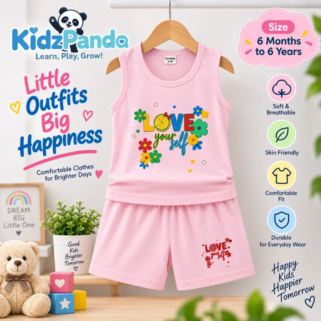 Pink sleeveless t-shirt shorts set for boys