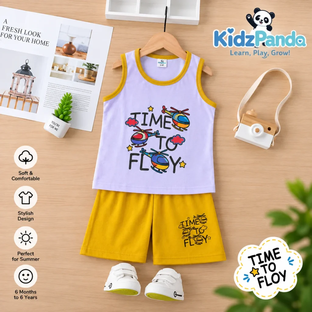 Time to Fly Boys T-shirt Set with Helicopter Print