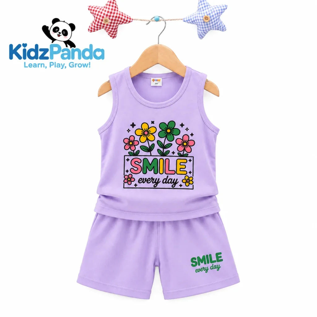 Kids Sleeveless T-shirt and Pant Set – Smile Every Day Floral Print