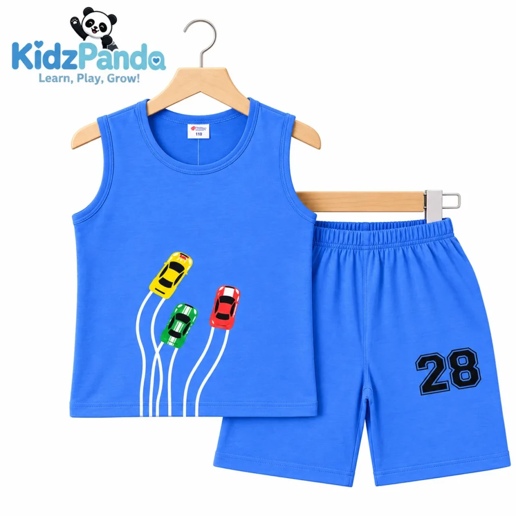 Kids Sleeveless T-Shirt & Shorts Set – Racing Car Print