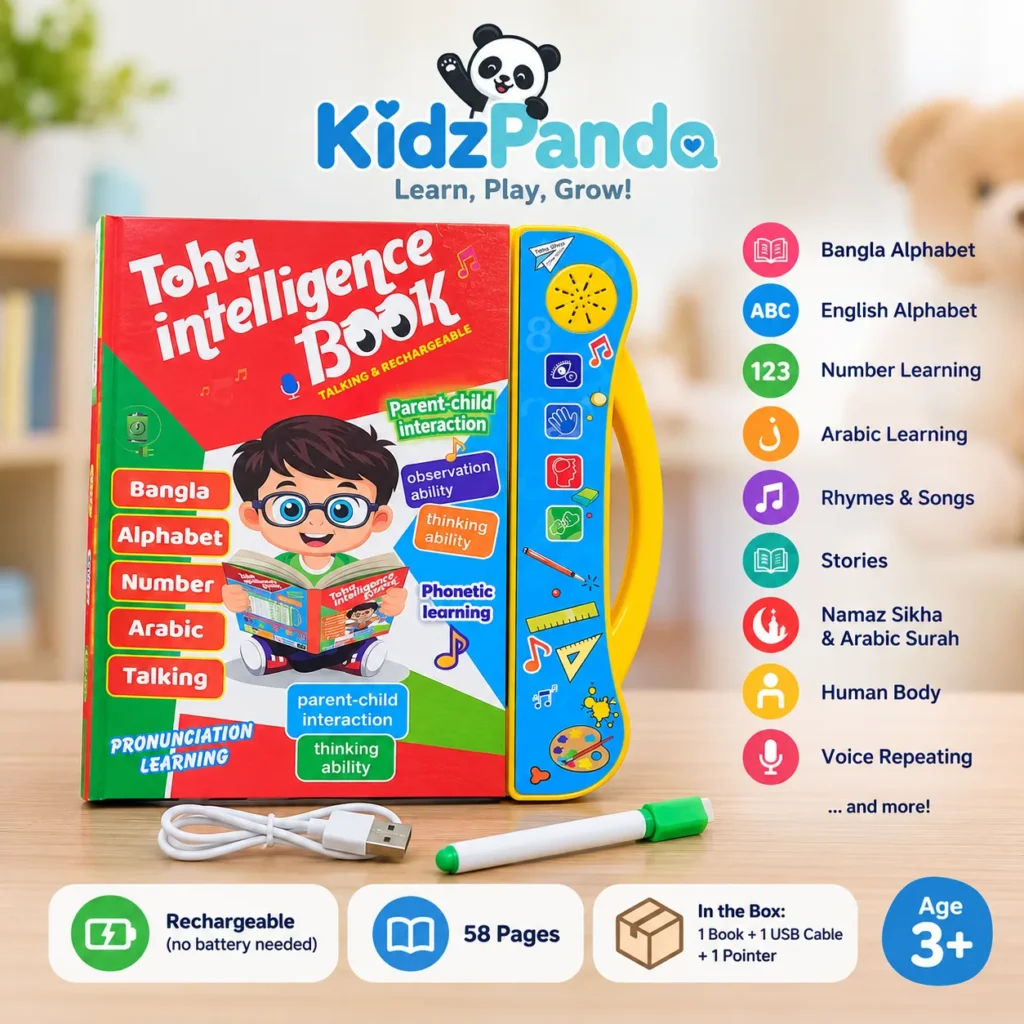 KidzPanda Toha Intelligence Book with pointer and USB charging cable for interactive learning