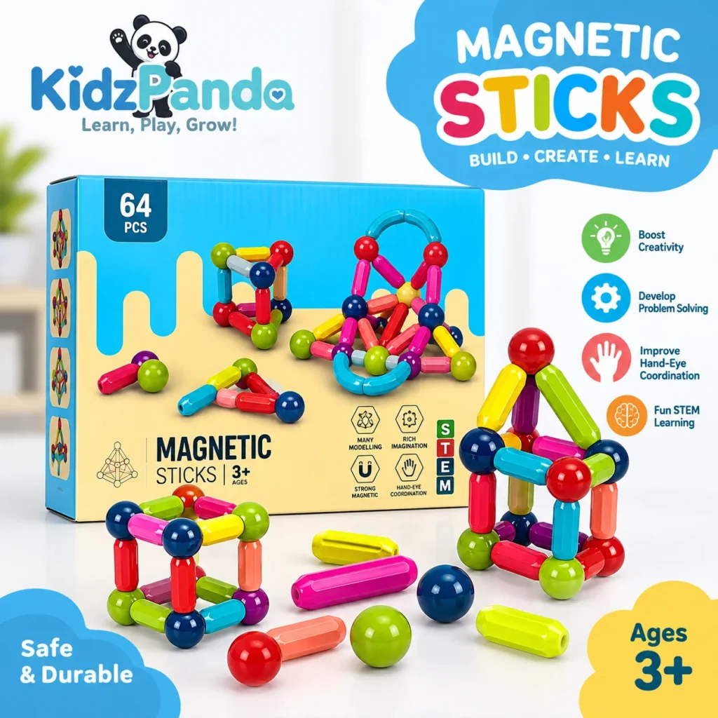 64 Pcs Magnetic Sticks STEM Building Construction Toy for Kids