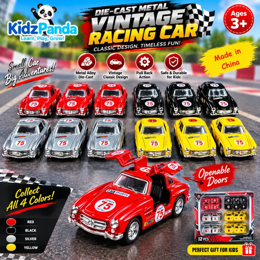 Premium die-cast metal racing car vintage classic toy with openable doors
